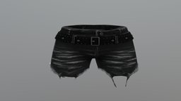 Female Torn Legs Mini Black Denim Shorts