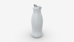 Small plastic bottle opened drink, food, dairy, small, packaging, meal, milk, fresh, yogurt, 3d, pbr, bottle, container, plastic