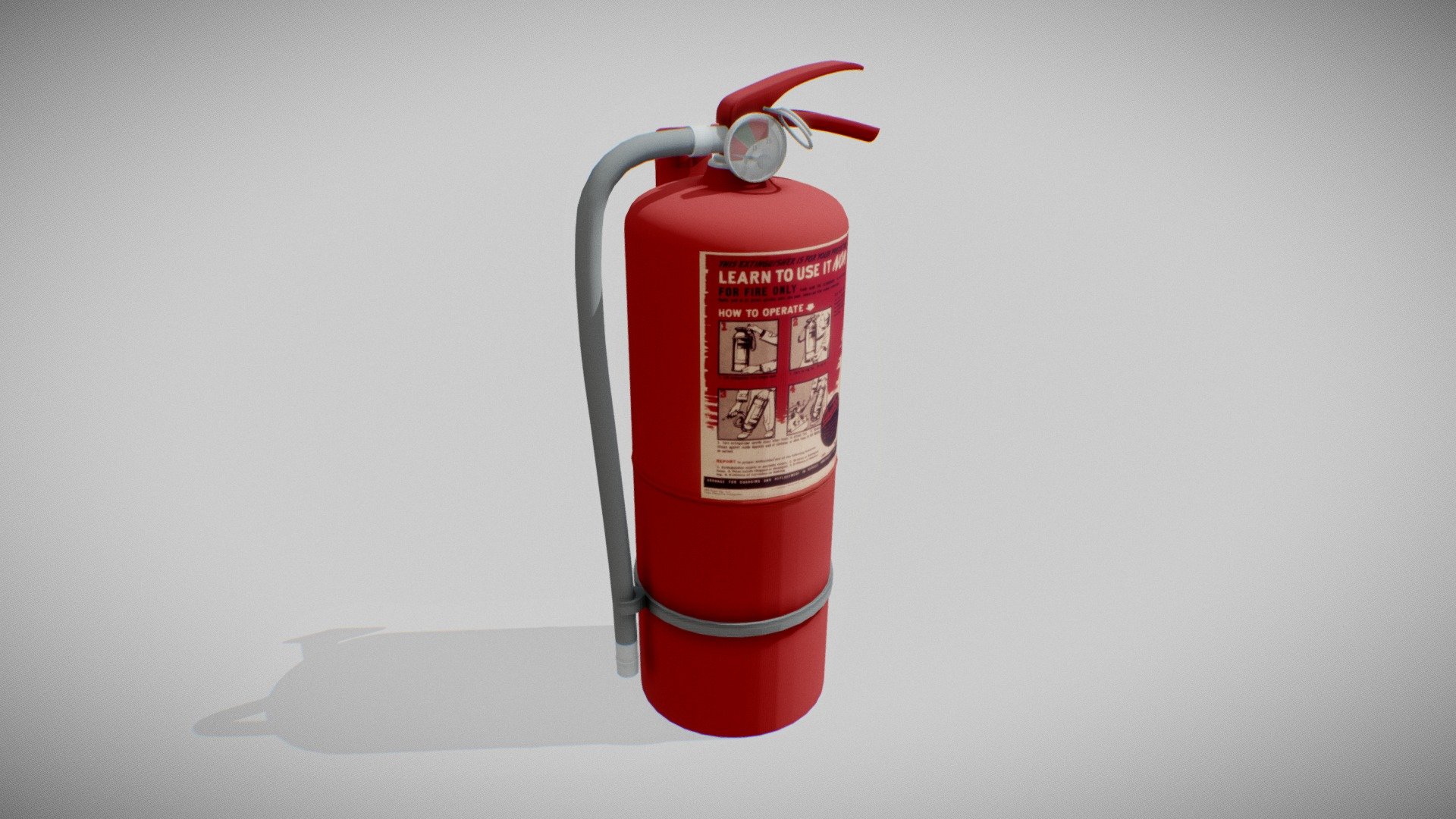 High Quality wall mounted fire extinguisher. There are 7 materials (two plastic materials, two metal materials, glass, instructions and non-specular) and 1 texture for the instructions. This model is a part of my post-apocalyptic hospital scene - https://skfb.ly/oEu6T - Fire extinguisher - wall mounted - Buy Royalty Free 3D model by Veebroush 3d model