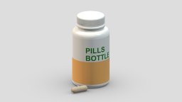 Medical Pill Bottle 01 PBR Realistic scene, room, device, instruments, set, element, unreal, laboratory, generic, pack, equipment, collection, ready, vr, ar, hospital, realistic, science, machine, engine, medicine, pill, unity, asset, game, 3d, pbr, low, poly, medical, interior
