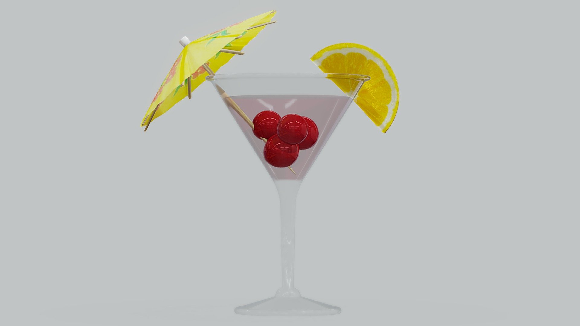 A Cocktail With A Mini Paper Umbrella 3d model