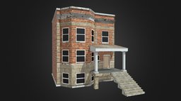 Chicago Flat section, flat, block, gang, chicago, ghetto, projects, 3dmodel, chiraq, chitown