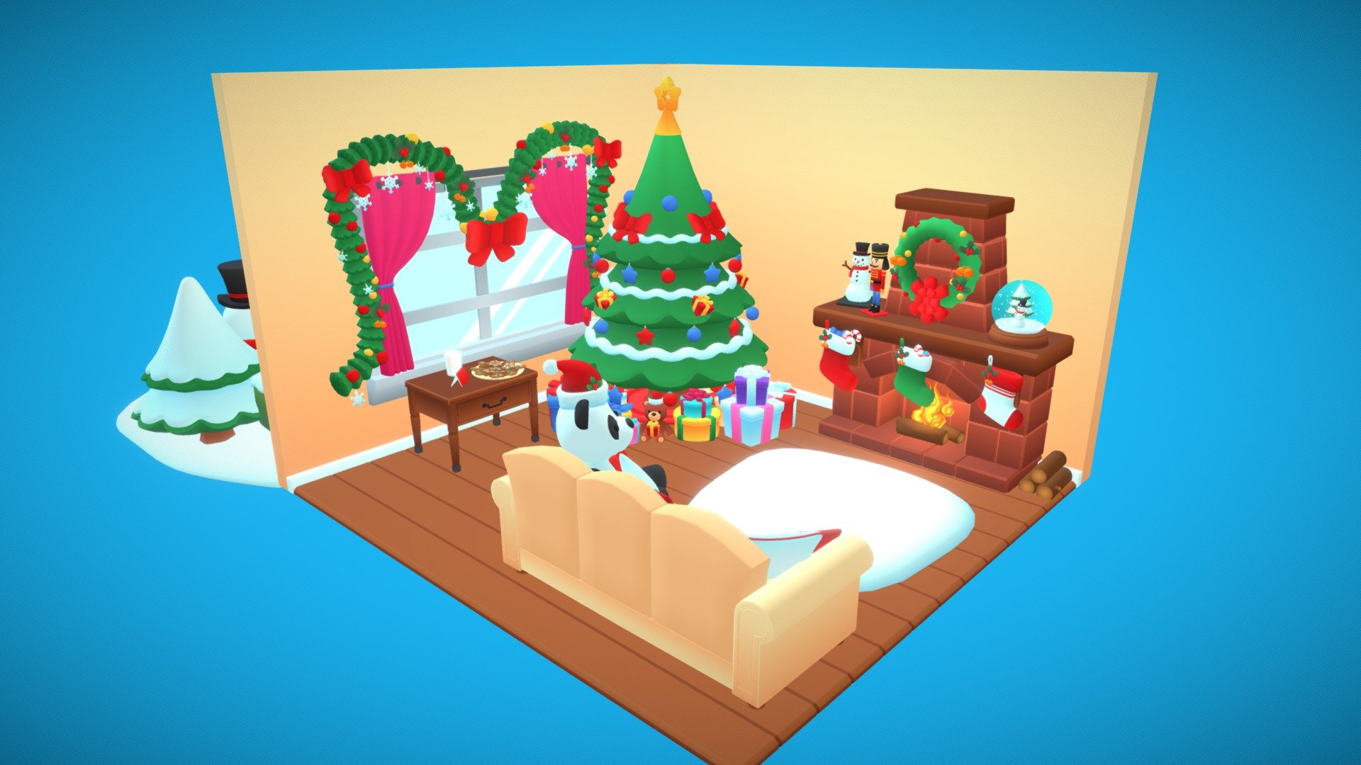 Decorations finished, now wait for Santa.

Assets used in this small scenario are available in the Store-------&gt;https://skfb.ly/6Xsyt - Christmas Toon Assets Scene - 3D model by Ergoni 3d model