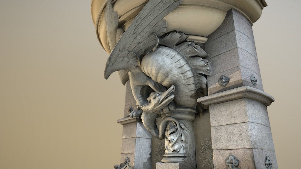Dragon decoration above a doorway on the corner of Bredgade and Palægade in Copenhagen, Denmark Built around 1902. Designed by Emil Blichfeldt &amp; Gotfred Tvede.

This dragon is sitting above the entrance to the advertisement agency Reputation.

 - Dragon - 3D model by Rigsters 3d model