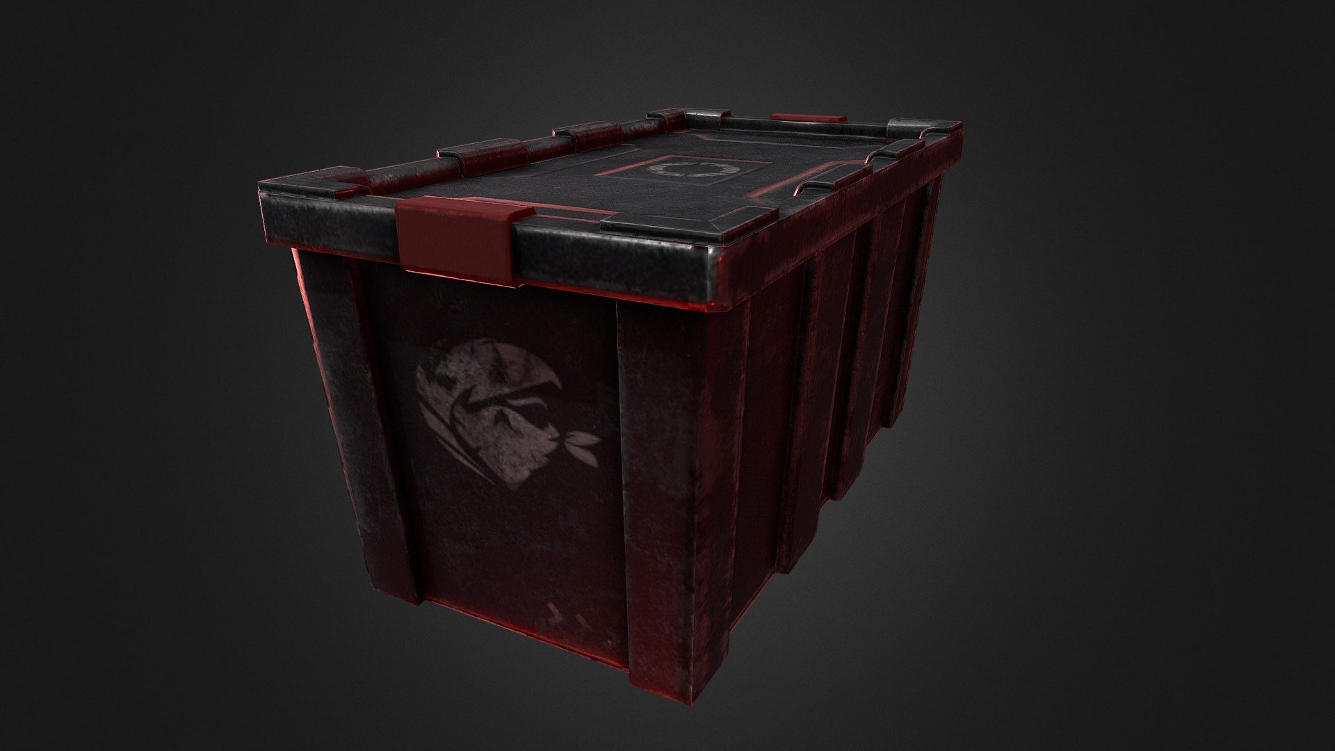 A toolbox in lowpoly baked from a highpoly 3d model