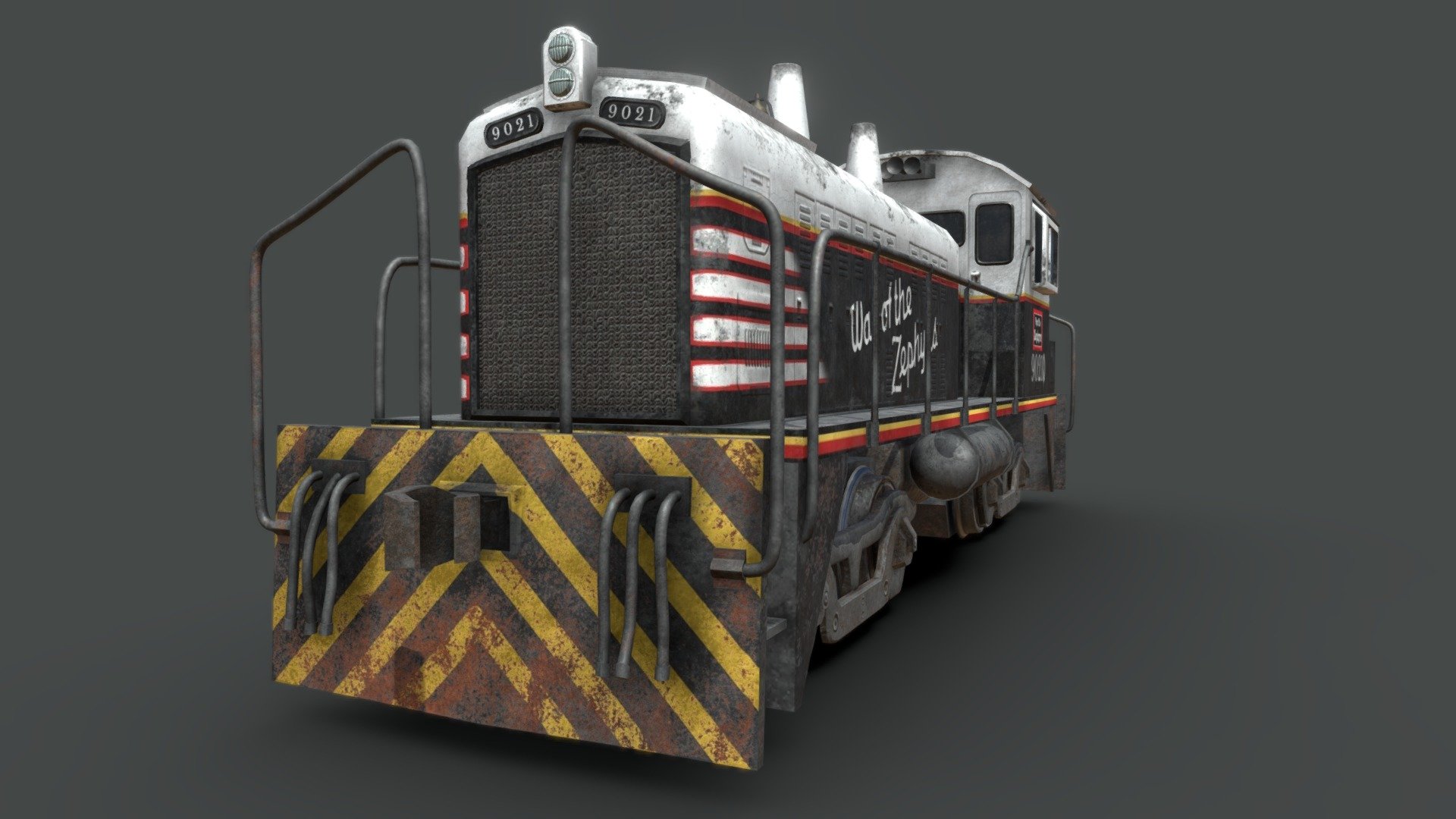 Low poly game ready model of a locomotive designed as a mashup of various EMD SW1200 variants. Painted in a Burlington Route livery (some liberties taken).

This is actually a remake of a model that was featured in one of the levels I created for No More Room in Hell, quirky details preserved. At the time I was not able to actually create 3d models properly and found a way to circumvent it by using Propper - an addon that allows one to create a Source Engine model using only the Hammer Editor. I thought this would be a great subject to test my abilities since there is an easy point of comparison with the original model. (Comparison pictures here: https://www.artstation.com/artwork/xJdygW)

Modelled in Blender and textured in Subtance Painter (Designer helped as usual).

On purchase, also includes a .blend along with the assorted materials used including a clean version along with just the grunge for use with custom liveries/paintjobs 3d model