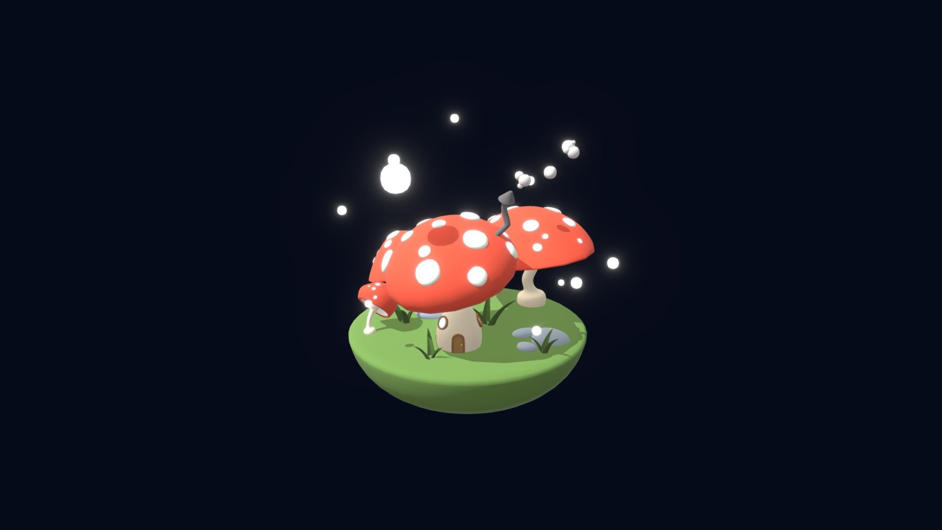 A cute house in a mushroom - Mushroom house - Download Free 3D model by Citron Vert (@citron.vert) 3d model