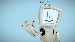 Cute Computer Robot toon, bot, vintage, cartoon, blender, pbr, blender3d, robot