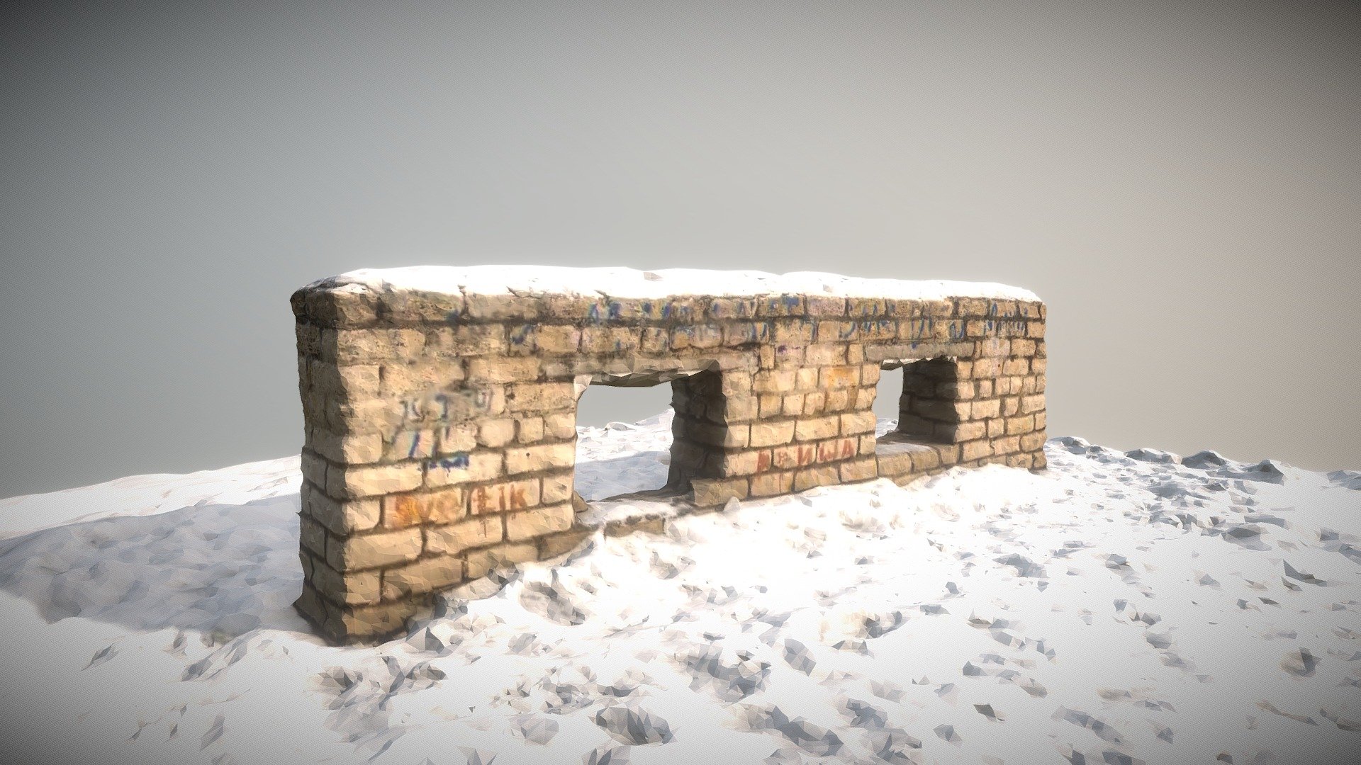brick wall on snow in winter - Brick Wall - Download Free 3D model by maverick.ozersk 3d model
