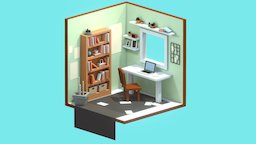Isometric Studio Room room, assets, study, furniture, color, living, miniatures, isometric, lowpolymodel, lowpoly, design, house, cinema4d, stylized
