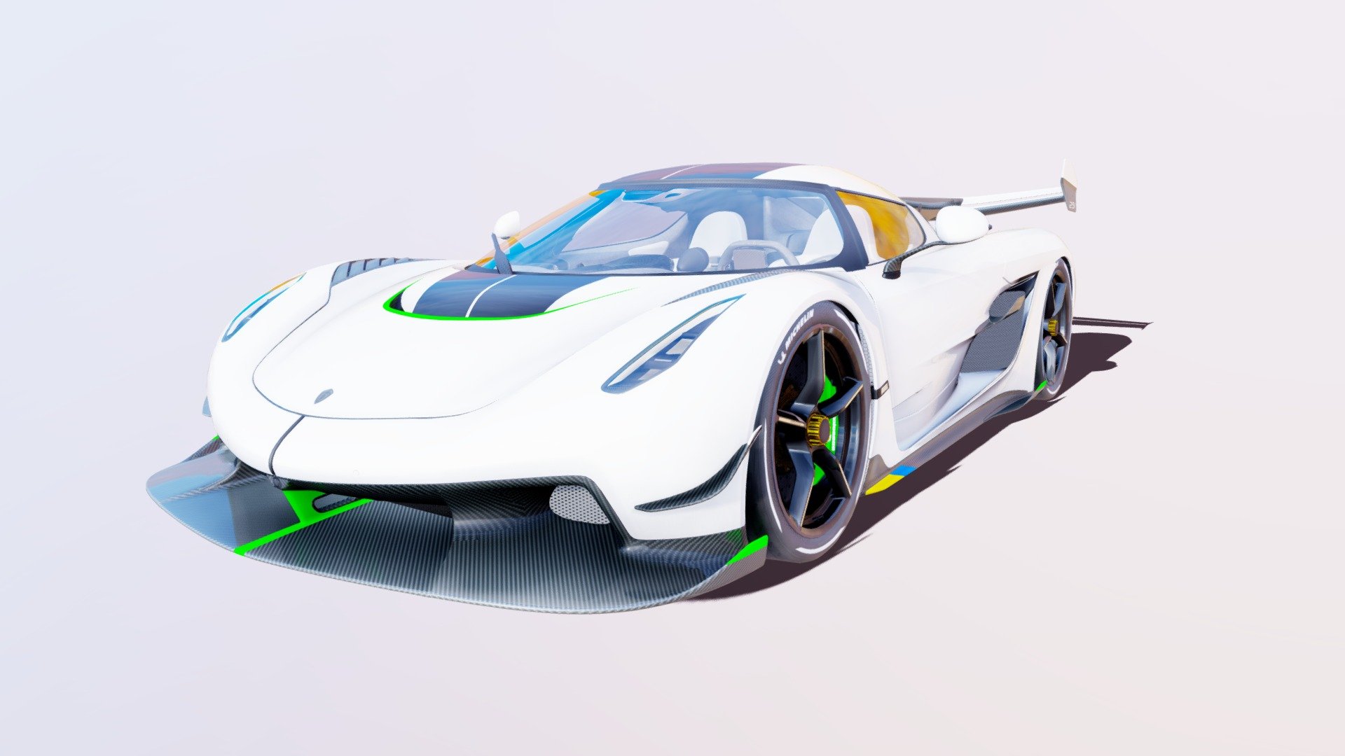 The Jesko is a mid-rear engine supercar produced in limited series by the Swedish automobile manufacturer Koenigsegg. Introduced at the 2019 Geneva Motor Show, it succeeds the Regera. The name Jesko is a tribute to the founder's father, Jesko Von Koenigsegg 3d model