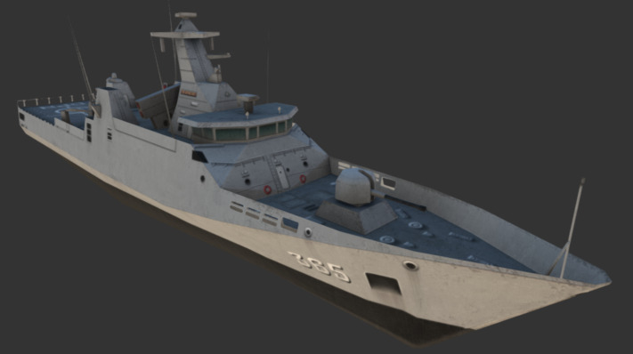 The Sigma-class corvette is a Dutch-built family of modular naval vessels, of corvette to frigate size with a blue water capability 3d model