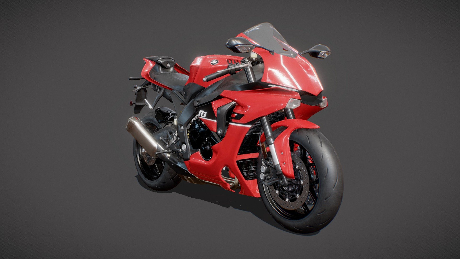 Toggle through Animation.
The Yamaha R1 Super sport Motorcycle 2015-2021 variant 3D model is a stunning representation of one of Yamaha's most iconic and high-performance motorcycles.

The 3D model is highly detailed and features a realistic rendering baked on a low poly model, engine, wheels, and other components made up of hundreds of thousands of polygons that were all manually placed.

Users can easily manipulate the 3D model using the rig attached in .blend and .fbx file format along with two complex .obj files containing the original detailed model.


Made out of 250+ unique pieces in high detail to then be baked on a low poly model, which can be used in animation, games and renders cheaply.


Included files:
1-  Blend and Fbx files containing the rigged model and three animation variants
2-  The complex model as an obj file and is also fragmented into pieces 
3-  texture for ue and pbr pipeline

Hope you enjoy it 😊 - Yamaha R1 Motorcycle - Rigged & Animated - Buy Royalty Free 3D model by Sam_Kasrawi 3d model