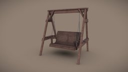 Swing Chair people, unreal, furniture, summer, outdoor, realistic, comfort, unwrapped, blender28, outdoorfurniture, substancepainter, unity, 3d, gameart, chair, design, hardsurface, wood, textured, environment, swingchair