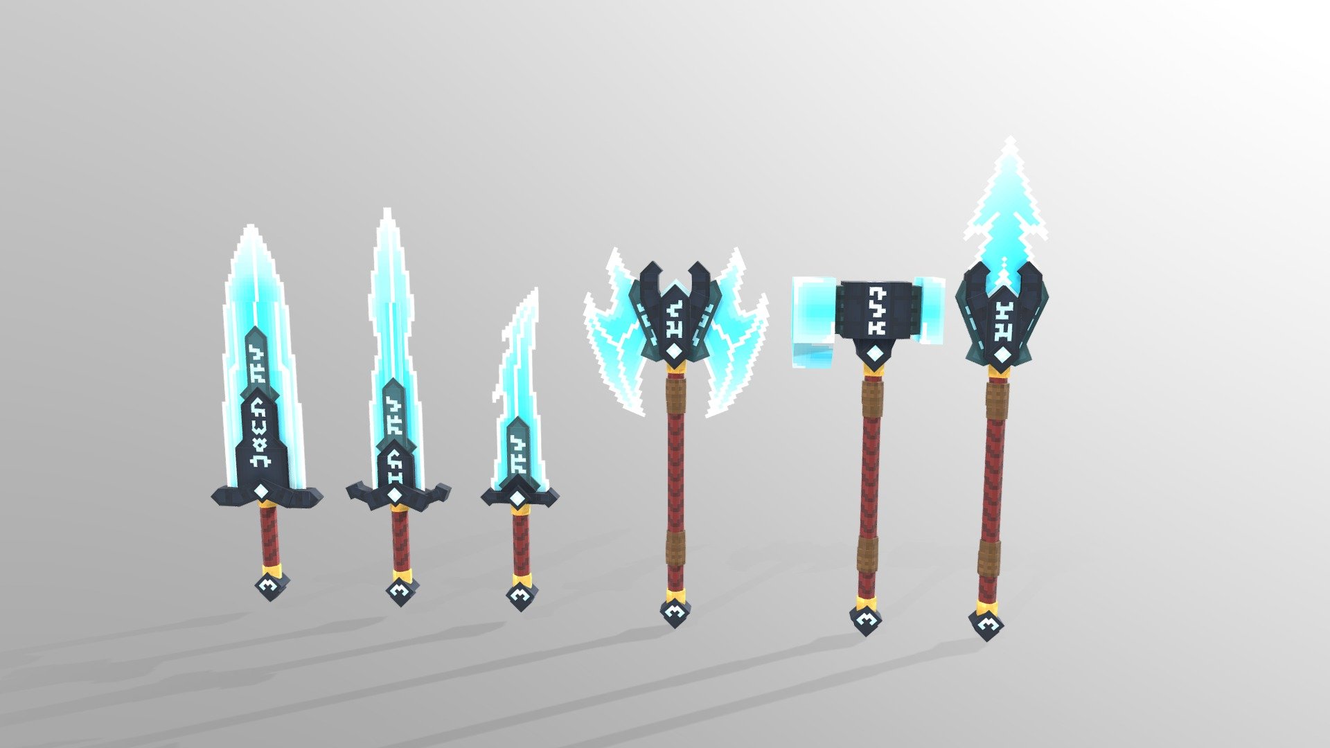 This model is the Rune Frost model set, which has many weapon. This model has no animation and does not glow. Which, if a friend buys this model, will receive the .Zip file that I have prepared, which consists of the model and texture of every device


Options : heavy sword, sword, dagger, heavy axe, hammer, spere.
Requires Optifine : no
Java/Bedrock : Java
minecraft : 1.16.5+
File formats included : JSON, OTHER, PNG
 - [ MC ] Item : Rune Frost - Buy Royalty Free 3D model by IMiOAK 3d model