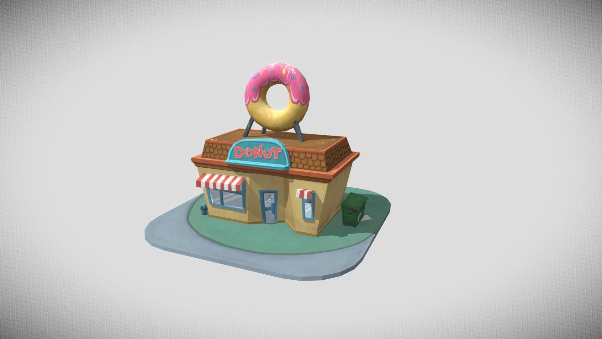 This is a little donut shop I modeled in Blender and handpainted in Substance Painter. 

It is based on a concept made by the artist Young-Ji Cha 3d model