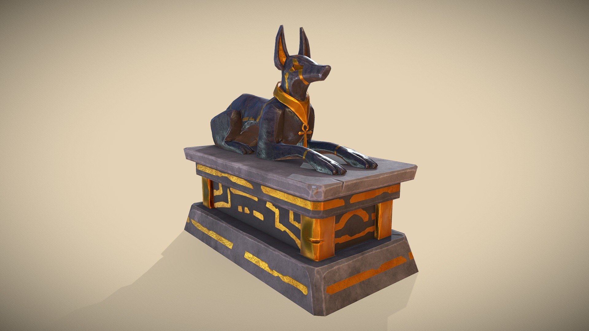 A statue of Anubis damaged by time. However, its gaze is still as menacing as it was thousands years ago 3d model