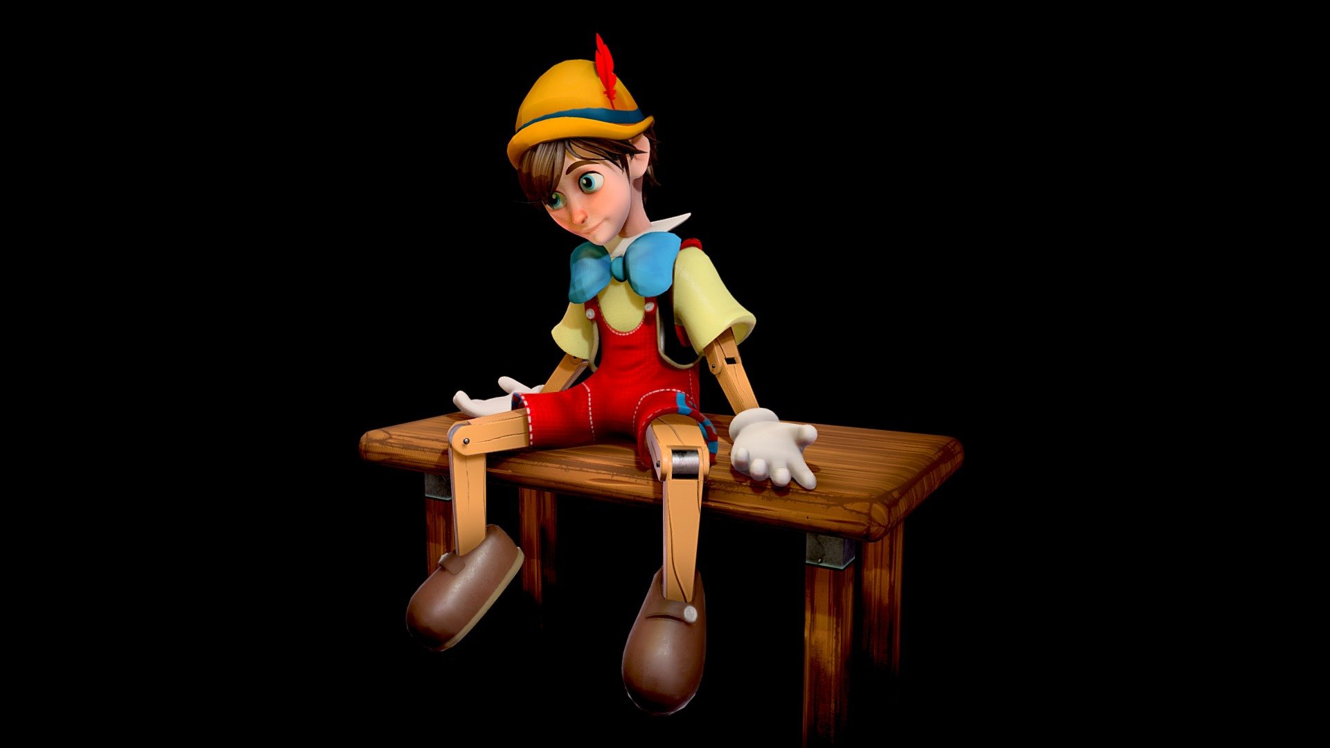 Long ago in Italy there lived on old clock-maker named Geppetto. Tick-tick-TOCK! Tick-tick-TOCK! went all the clocks in his shop. When he worked, Geppetto felt happy. But when he rested, a sad feeling came over him. “Ah!” he would think. “All my life and no child to call my own!”  So, one day Geppetto carved a puppet from wood in the shape of a boy. Pinocchio.

This is one of my long favorite Disney movies of all times. In this model i try to give my own vision to the model and using a Pixar style for it. 

Hope you love it as much as i do 3d model