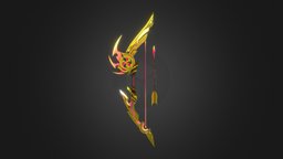 Thundering Pulse bow, low-poly-model, low-poly-art, lowpolymodel, weapon-3dmodel, low-poly-game-assets, weapon, low_poly, low-poly, weapons, lowpoly, genshin, genshinimpact, genshin_impact, genshin-impact, genshinimpactweapon, genshinweapons