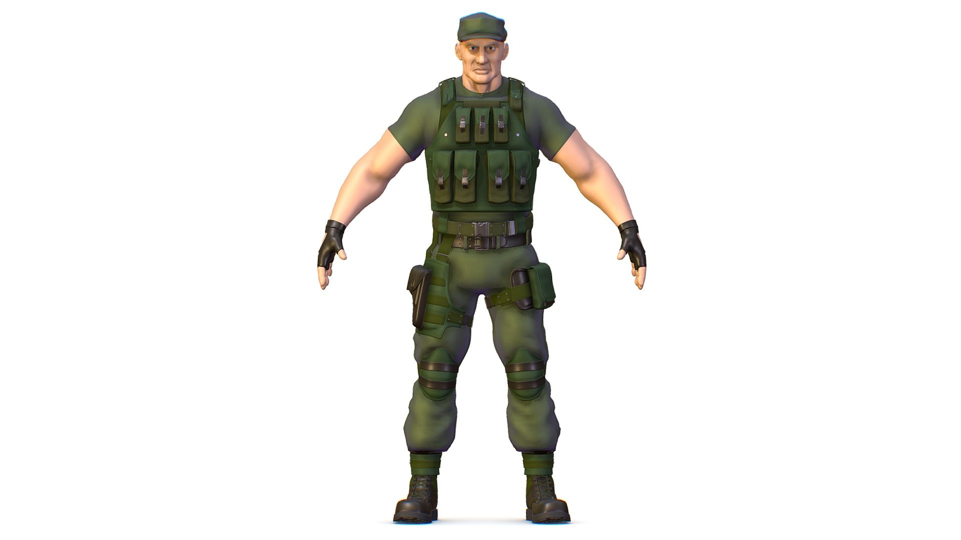 High Poly Soldier in Green Armor Camouflage - High Poly Man Soldier in Green Armor Camouflage - Buy Royalty Free 3D model by Oleg Shuldiakov (@olegshuldiakov) 3d model