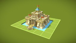 Castle fortress tower, castle, toon, stylised, fortress, handpainted, low-poly, blender, mobile, stylized