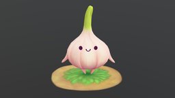 Chibi Garlic plant, cute, chibi, critter, garlic, handpainted, hand-painted, creature, noai