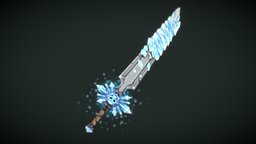 Frozen Sword icy, ice, textures, handpaint, painted, snow, shiny, props, artist, snowflakes, handpainting, frozen, flakes, stylizedmodel, froze, substance, painter, weapon, maya, texturing, 3d, weapons, sword, stylized, blue, hand, swordy