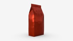 Coffee bag medium coffee, packaging, pack, bag, closed, vacuum, retail, package, foil, blank, packet, 3d, pbr, container, plastic