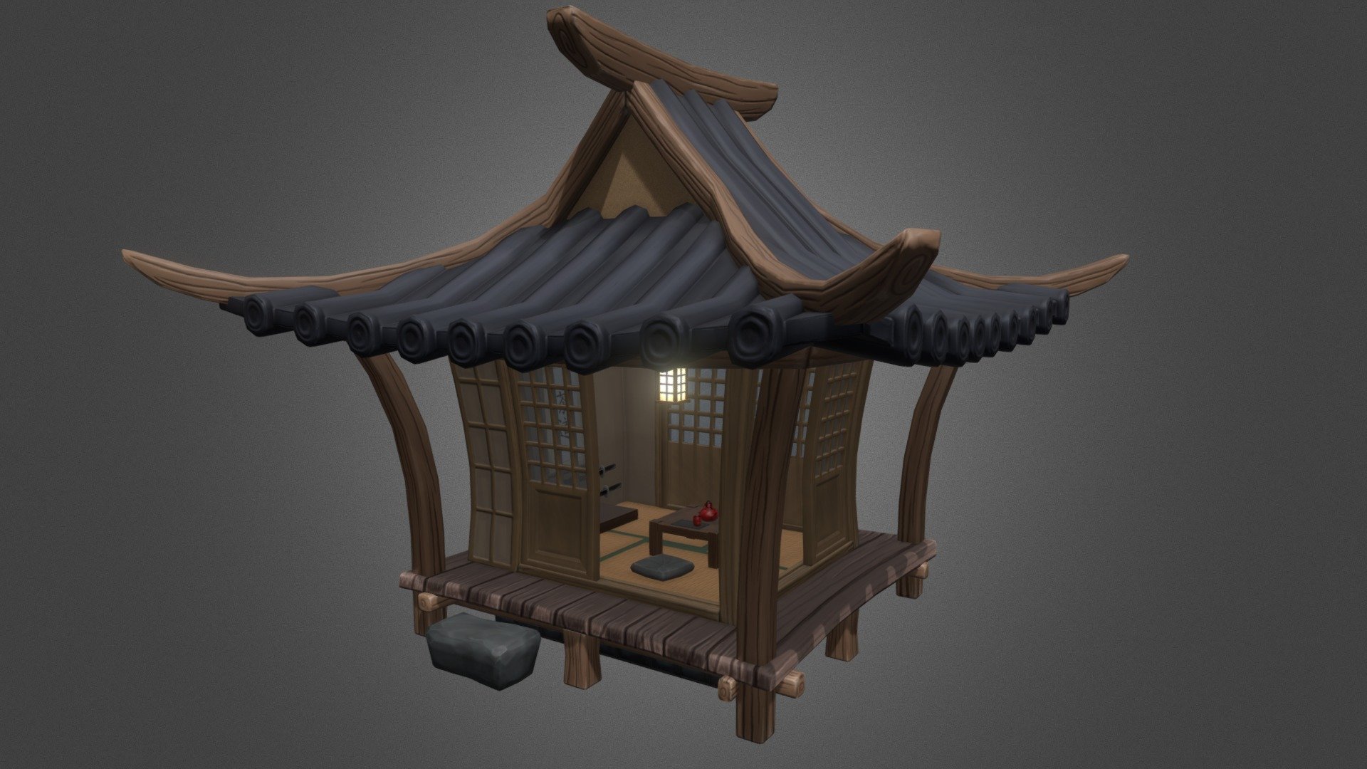 Continuing on with my Japanese theme, I created a tea house which will sit inside a nice garden at some point 3d model
