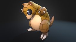Sandshrew Pokemon cute, pokemon, sandshrew, cartoon, creature, stylized