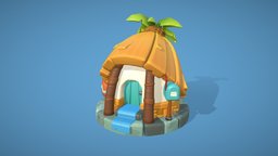 Village House BoomBeach style toon, hut, pbr-texturing, unity, unity3d, asset, pbr, lowpoly, gameasset, building, village, environment
