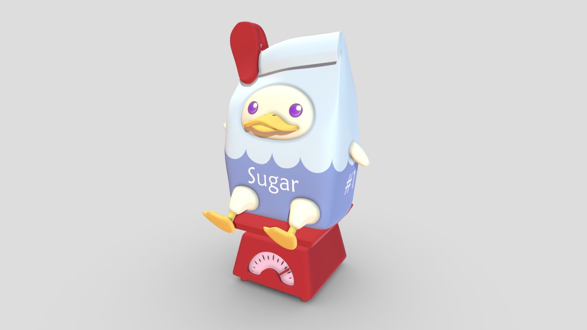 a bag of sugar in form of a duck - Sugar Duck (3DSMax School Project) - 3D model by dayuchuu 3d model