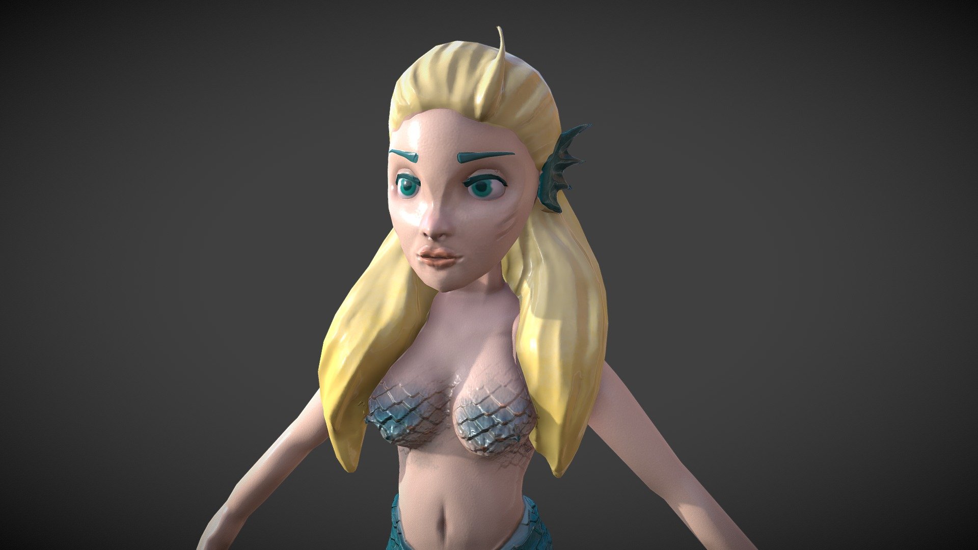 Mermaid character i made for game project Gamorets - Mermaid Character - 3D model by minerva_99 3d model