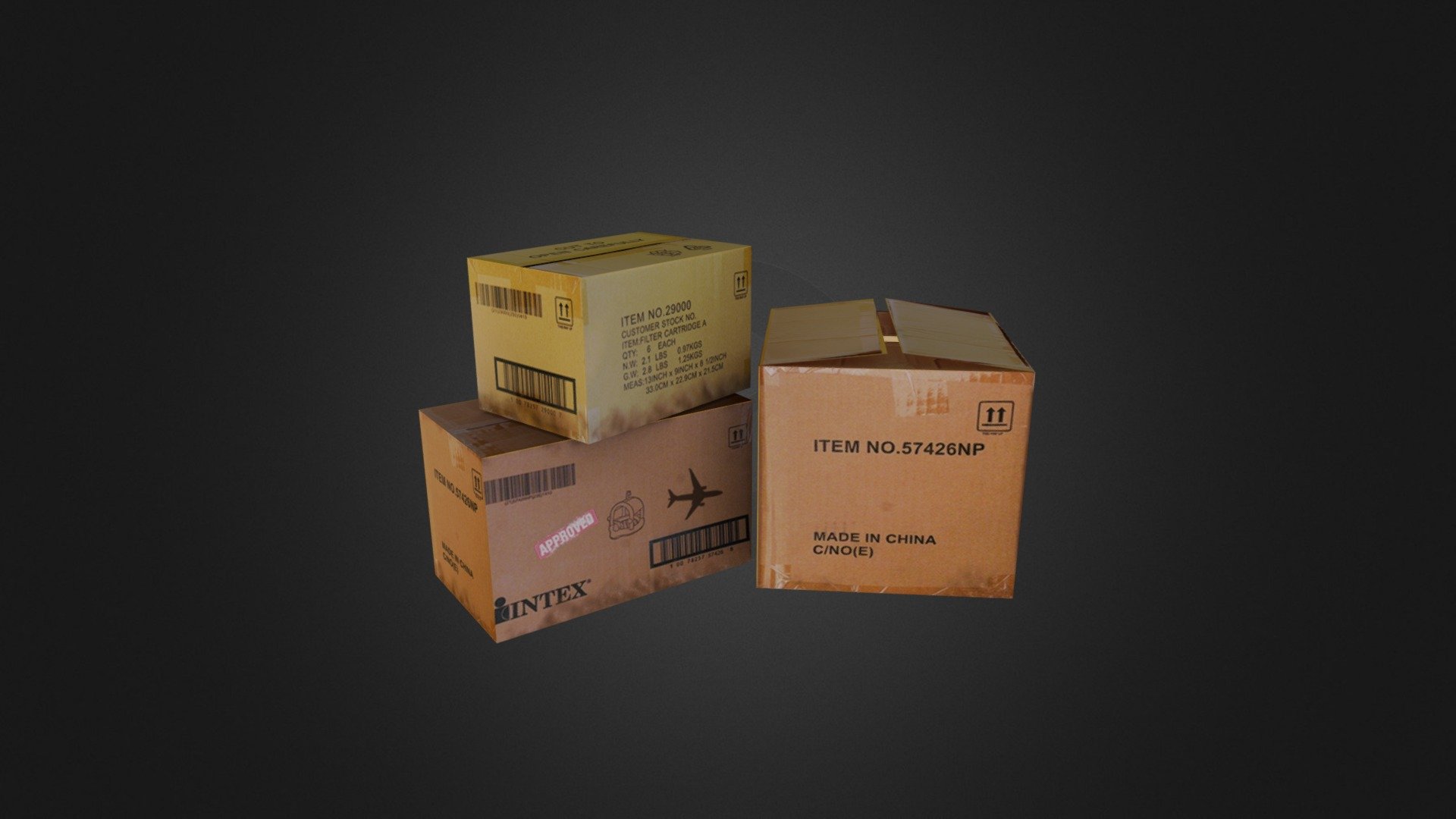 Fully Textured 1024^2 with Ambient Occlusion cardboard boxes.  - Cardboard Boxes - 3D model by FerrisAttia 3d model