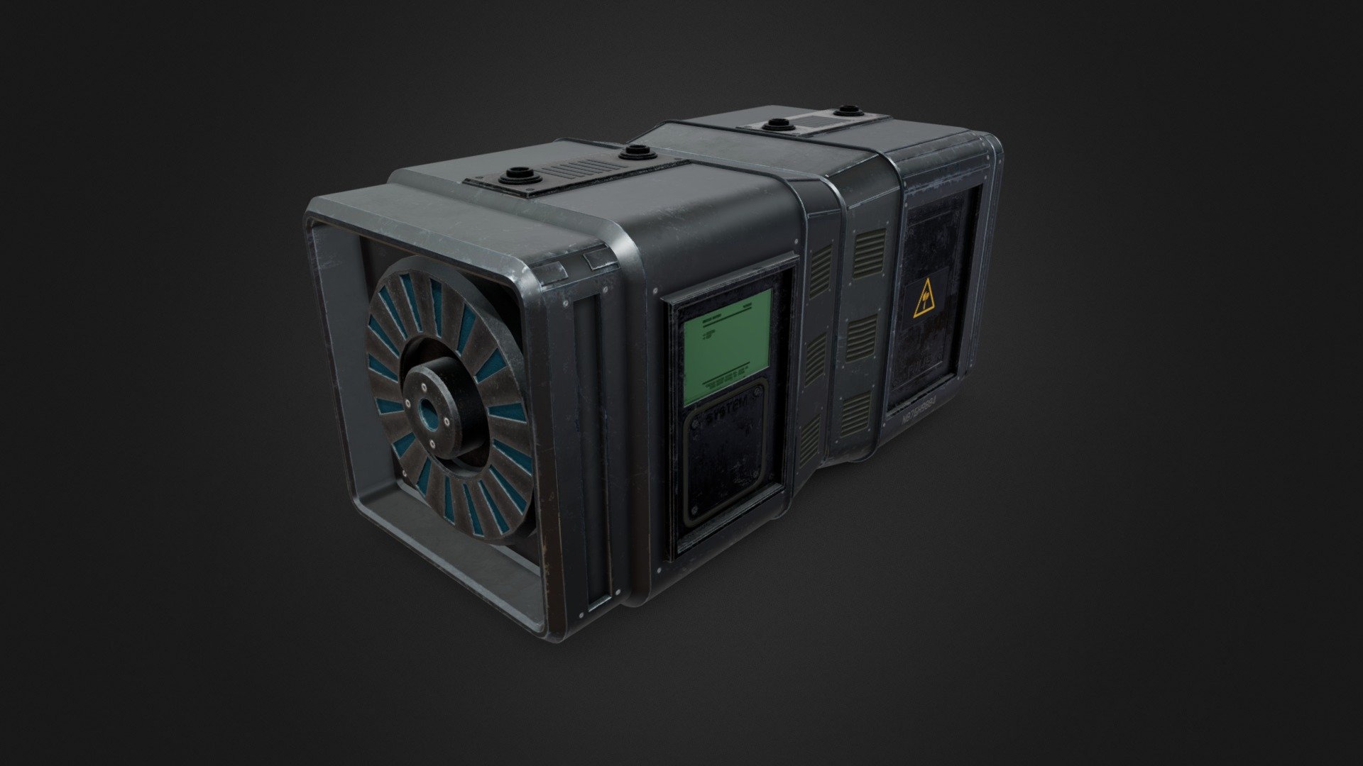 Fanciful industrial Sci-Fi Battery Model with aged metallic finish. Model with lowpoly mesh and good texture 3d model
