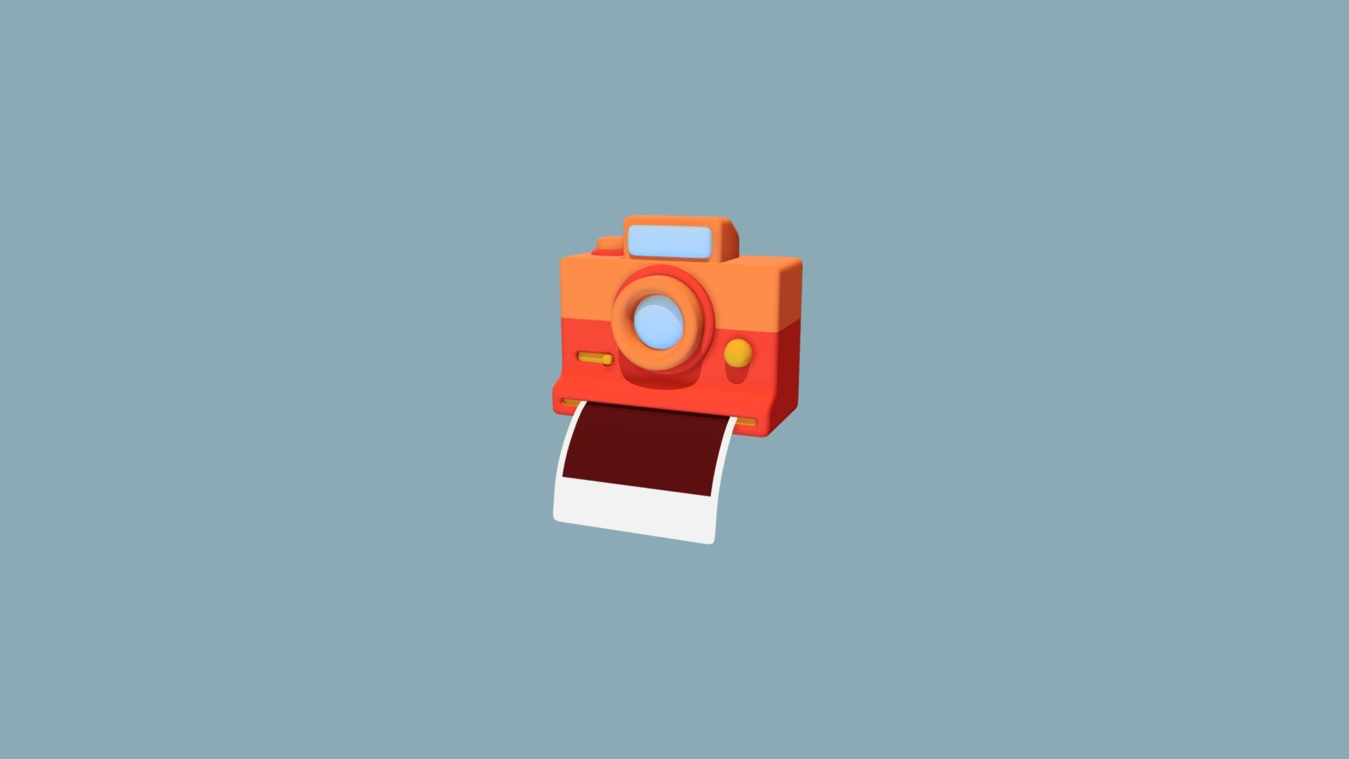Small, polaroid style camera with looping animation 3d model