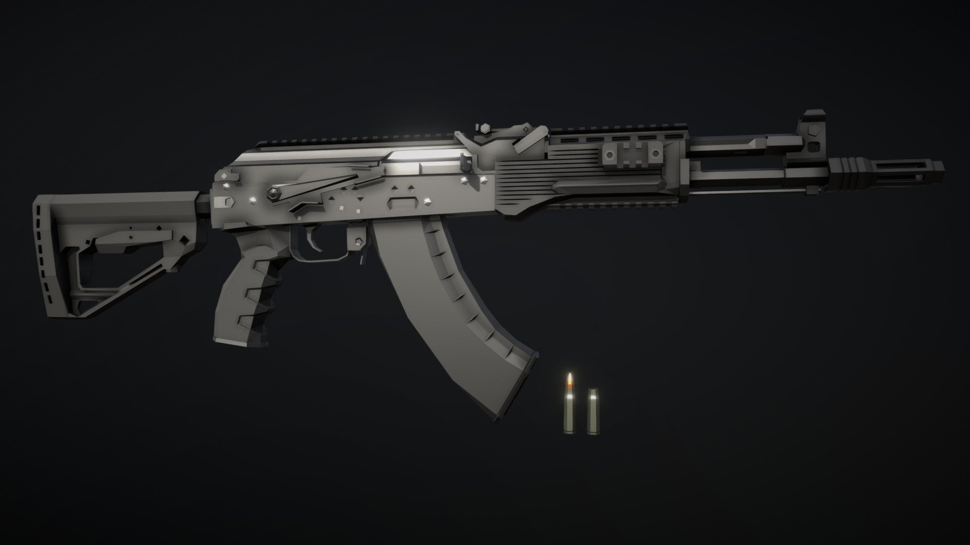 Low-Poly model of the AK-204, carbine variant of the AK-203, chambered in 7.62x39mm 3d model