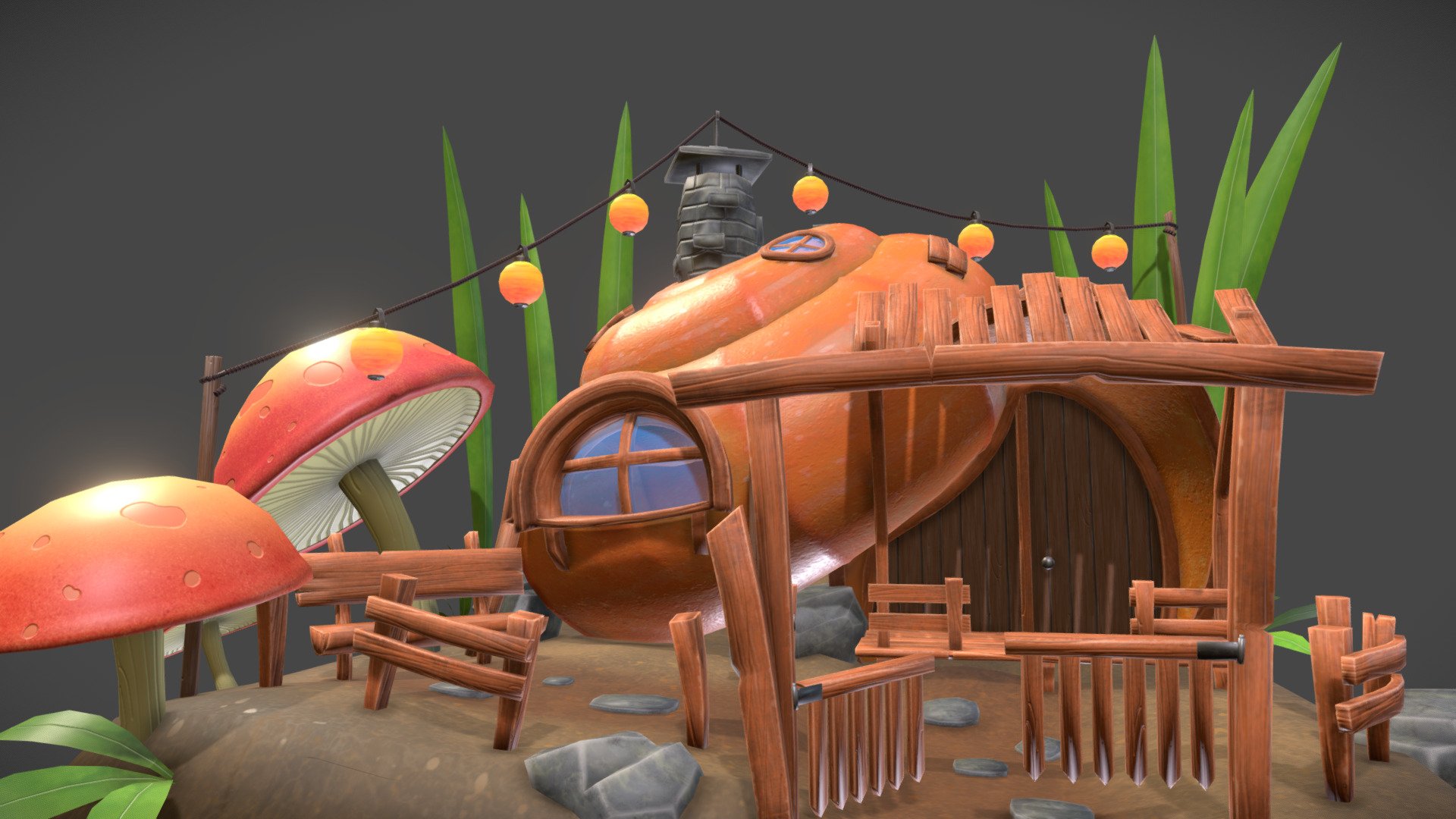 A stylized diorama i created within a week 3d model