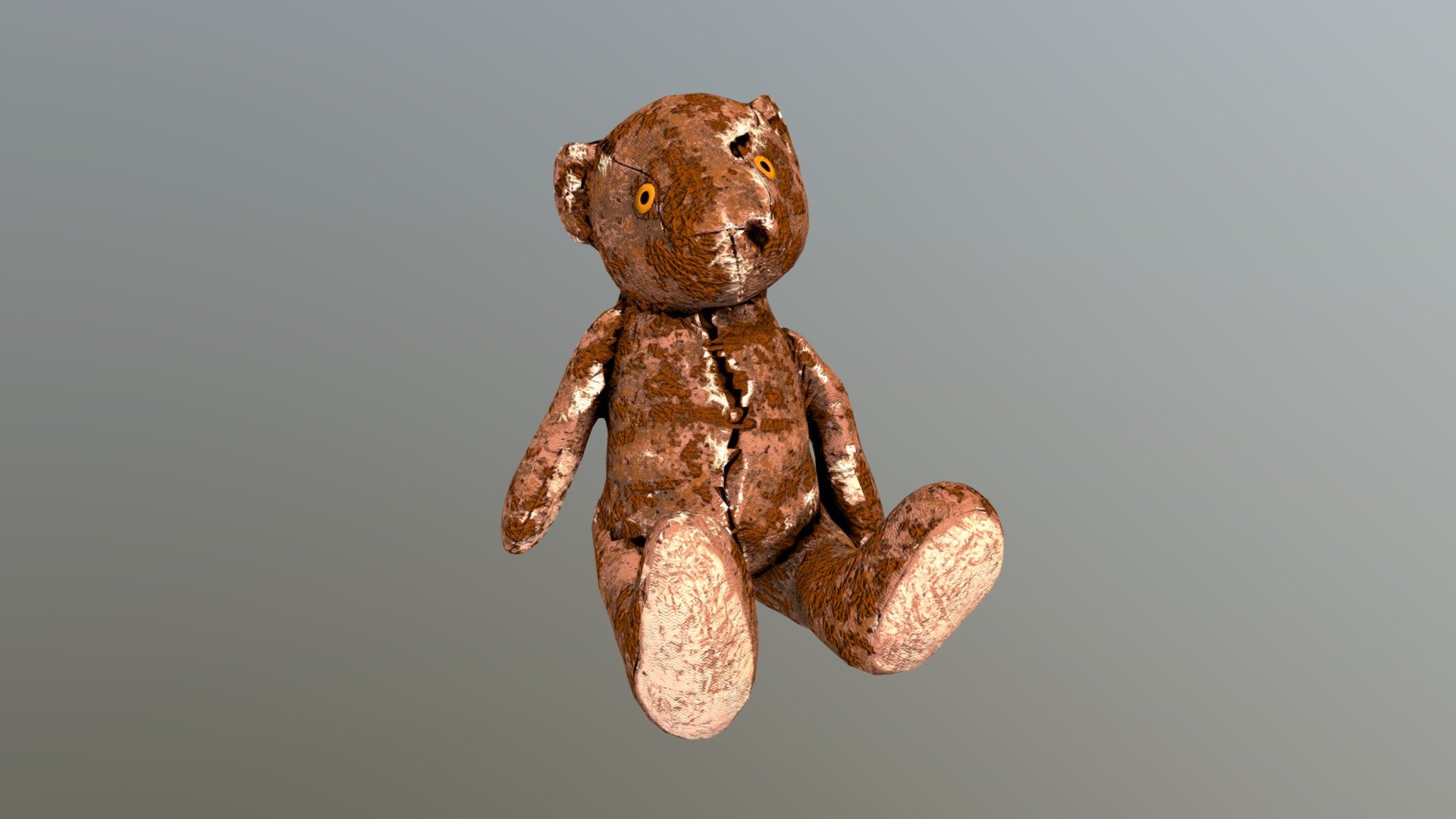 Here is the game ready 3D model of Old bear. 
All materials and textures are included with model.
Included textures are: Diffuse, Normal, Specular, Glossiness maps.
Model is low poly so ideal for games.

Polygons 3,108
Vertices 2,726 - Old Bear Toy - Buy Royalty Free 3D model by ulenspy 3d model