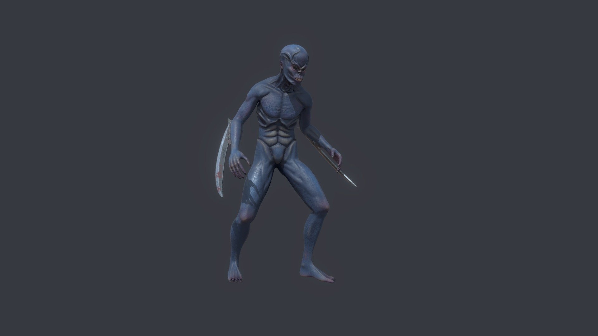 Low-poly model of the character Alien monster, Suitable for games of different genre: RPG, strategy, first-person shooter, etc.

The model contains:

faces: 11228

verts: 9651

tris: 18862

Materials and Textures:

The model has two textures set:




Character Texture set(4096x4096): Base color, AO, normal(DirectX and OpenGL included), roughness and emissive(for black skin) maps.

Blade Texture set(4096x4096): Base color, AO, normal(DirectX and OpenGL included), roughness, metallic and emissive(for black skin) maps.
 - Alien Assassin - 3D model by Konstantin Kaftaykin (@3dKostya) 3d model