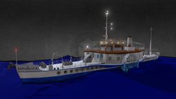 The Republica paddle steam ship romania, worldwar, cultural-heritage, tulcea, blender3d, substance-painter, ship, history