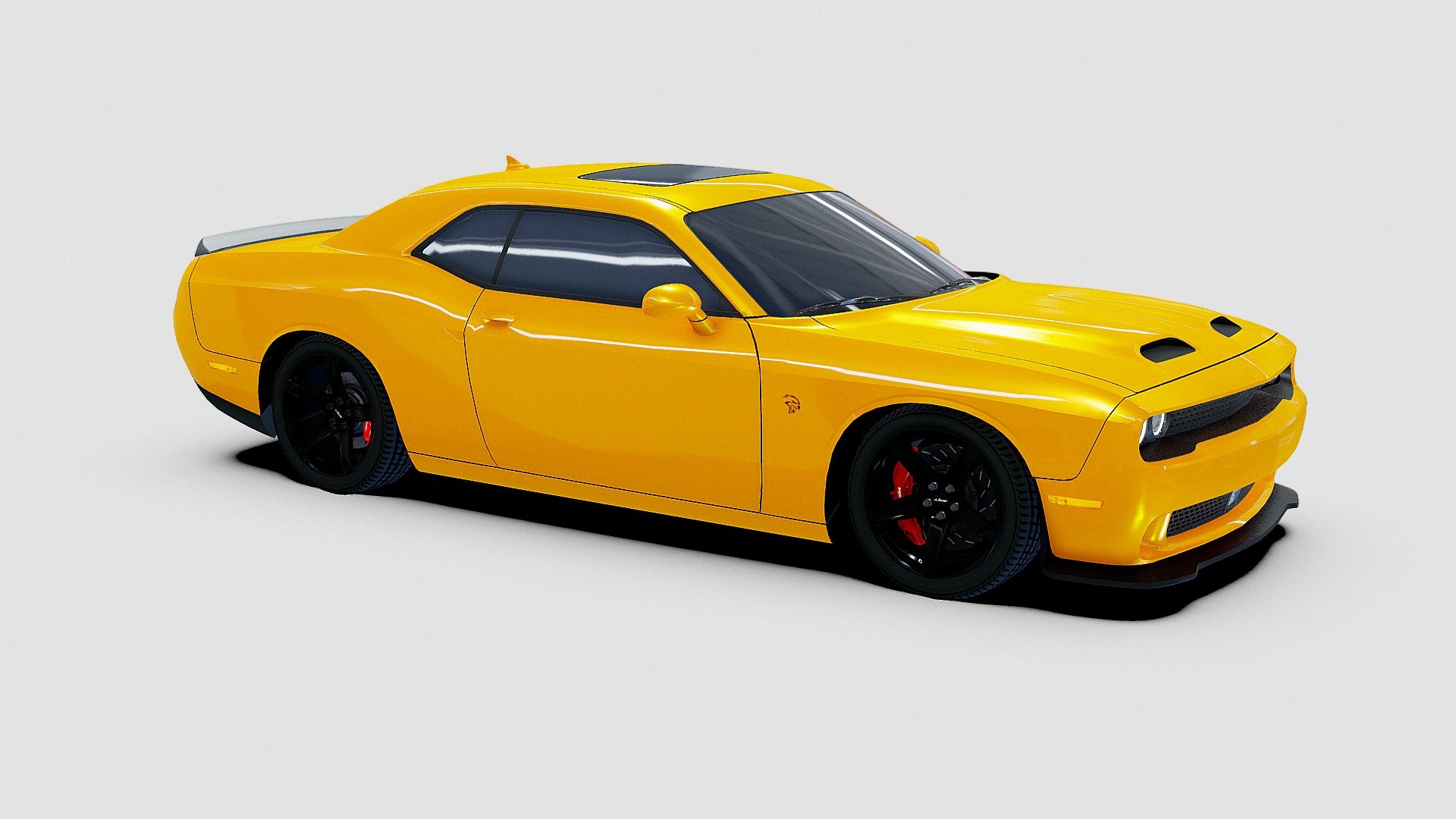 Dodge Challenger HellCat 2019
Modeled in Modo, textures baked with Marmoset Toolbag 3, Quixel Tools / Photoshop.
Retopo / Modeling / Texturing / Baking Work Made by Alfredo Rocha
PolyCrunching work by Adriana Diaz &amp; Alfredo Rocha - Dodge Challenger HellCat 2019 - Buy Royalty Free 3D model by doncha_magoso 3d model