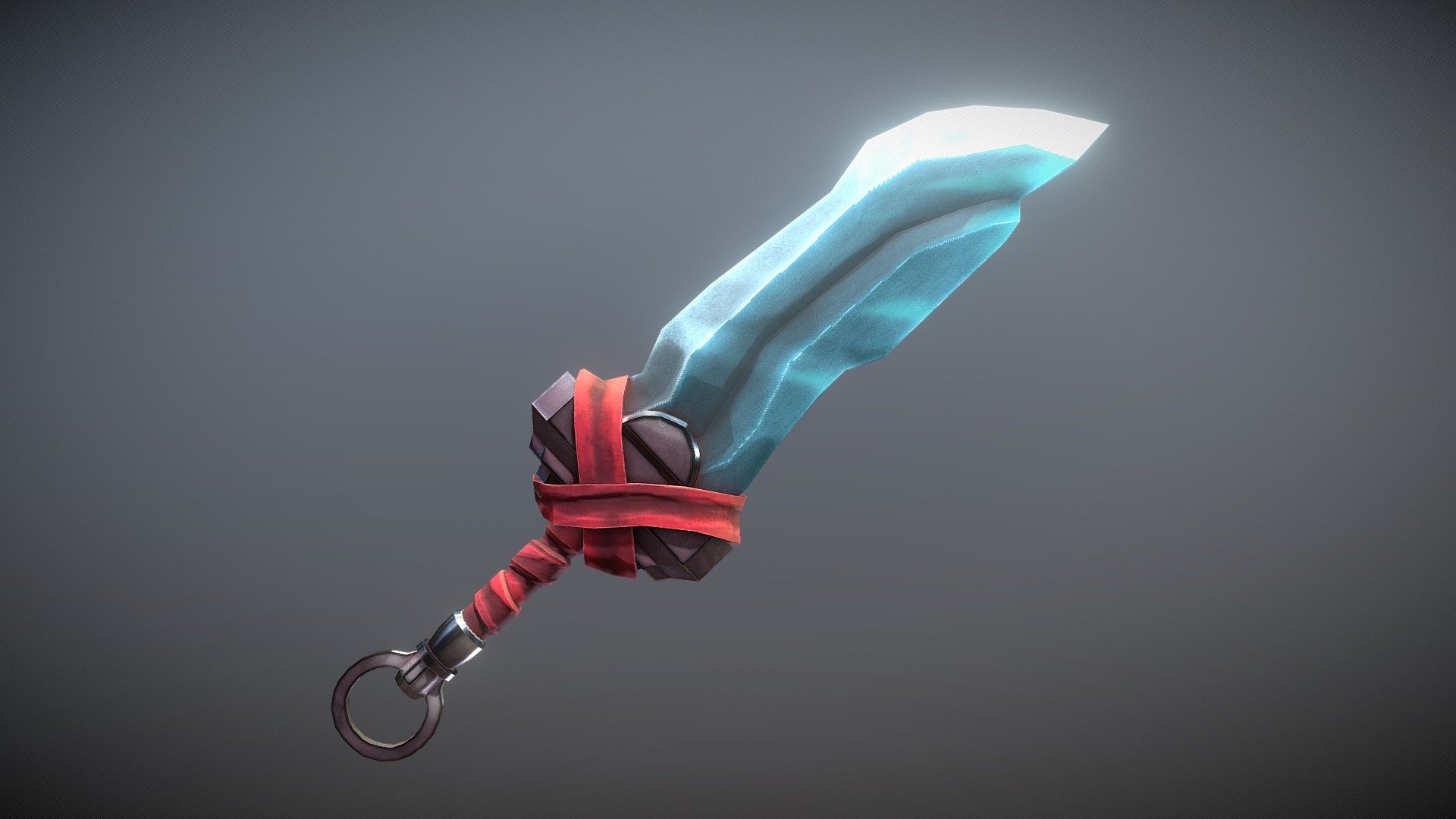 A magic crystal sword, forged by the blacksmith Siegkell. The legendary blacksmith Siegkell disappeared one day, fearing his life before the greedy king. However, his blacksmith can still be found, but only by people with a good heart.

Stylized sword prop, going to be used in my next environment, which our protagonist will find. A continuation of my final year project 3d model