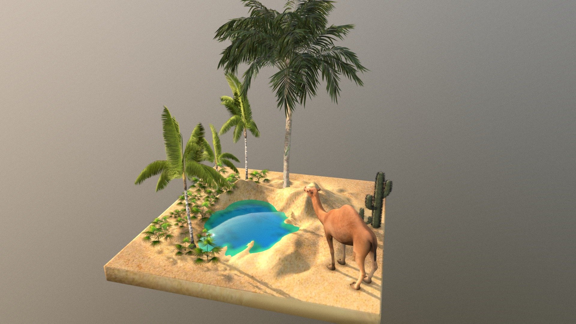 Oasis in desert - 3D model by bogdansuhinskiy 3d model