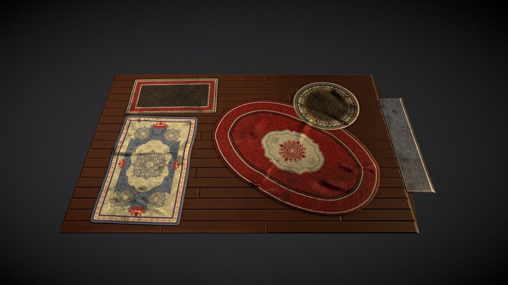 The floor for a small arists studio. 

The floor is completely flat, This can really show how powerfull normal maps are!

Painted in 3D coat (: - Wood and Carpet Flooring - 3D model by Jake Taylor (@zerlupus) 3d model