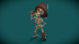 Skelly skeleton, cartoon, animation, pirate, stylized
