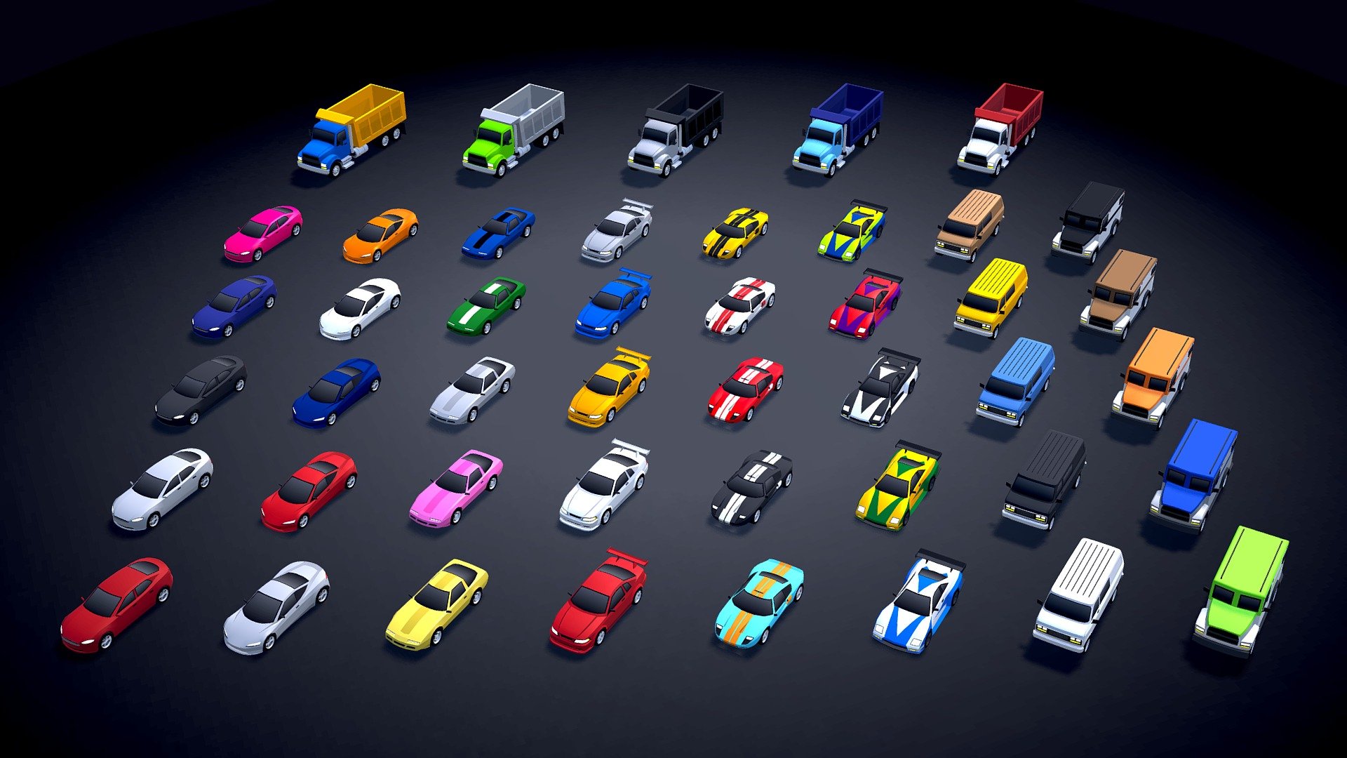 Happy New Year 2022!, this is the FREE January update (2022) of my asset called ARCADE: Ultimate Vehicles Pack. It will be launched on the 4th of January 2022.

This asset is available for Unity3D (in the Unity Asset Store) and Sketchfab.

The update includes 9 new vehicles (electric cars, trucks, and more).

Best regards, Mena 3d model