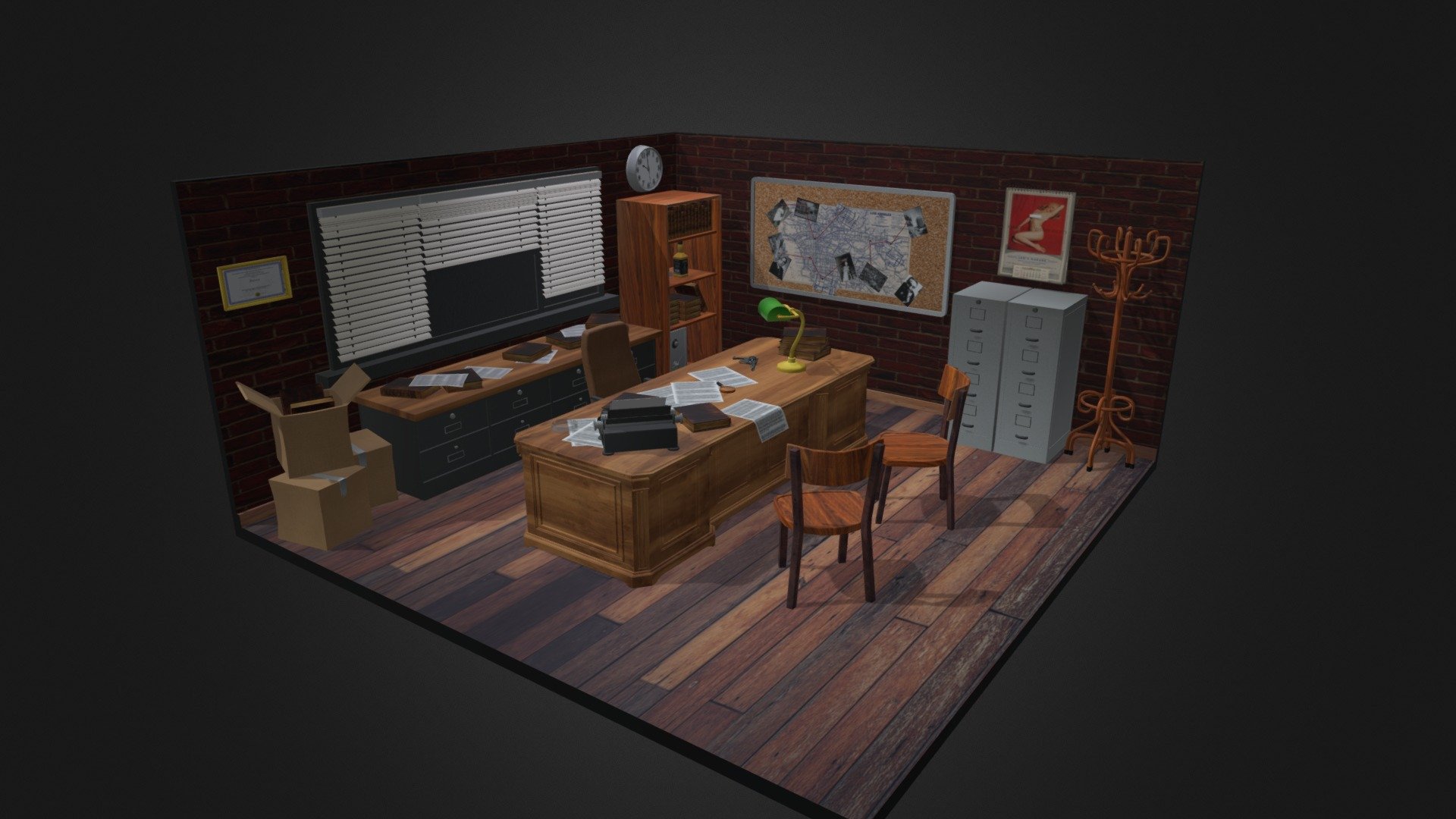 Diorama Detective Office 1950s made with an Atlas - Diorama Detective Office 1950s - 3D model by C00KI 3d model