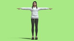 T-Pose rigged Young girl suit, people, women, nice, young, , t-pose, woman, character, girl, asset, animated, sport, rigged, person
