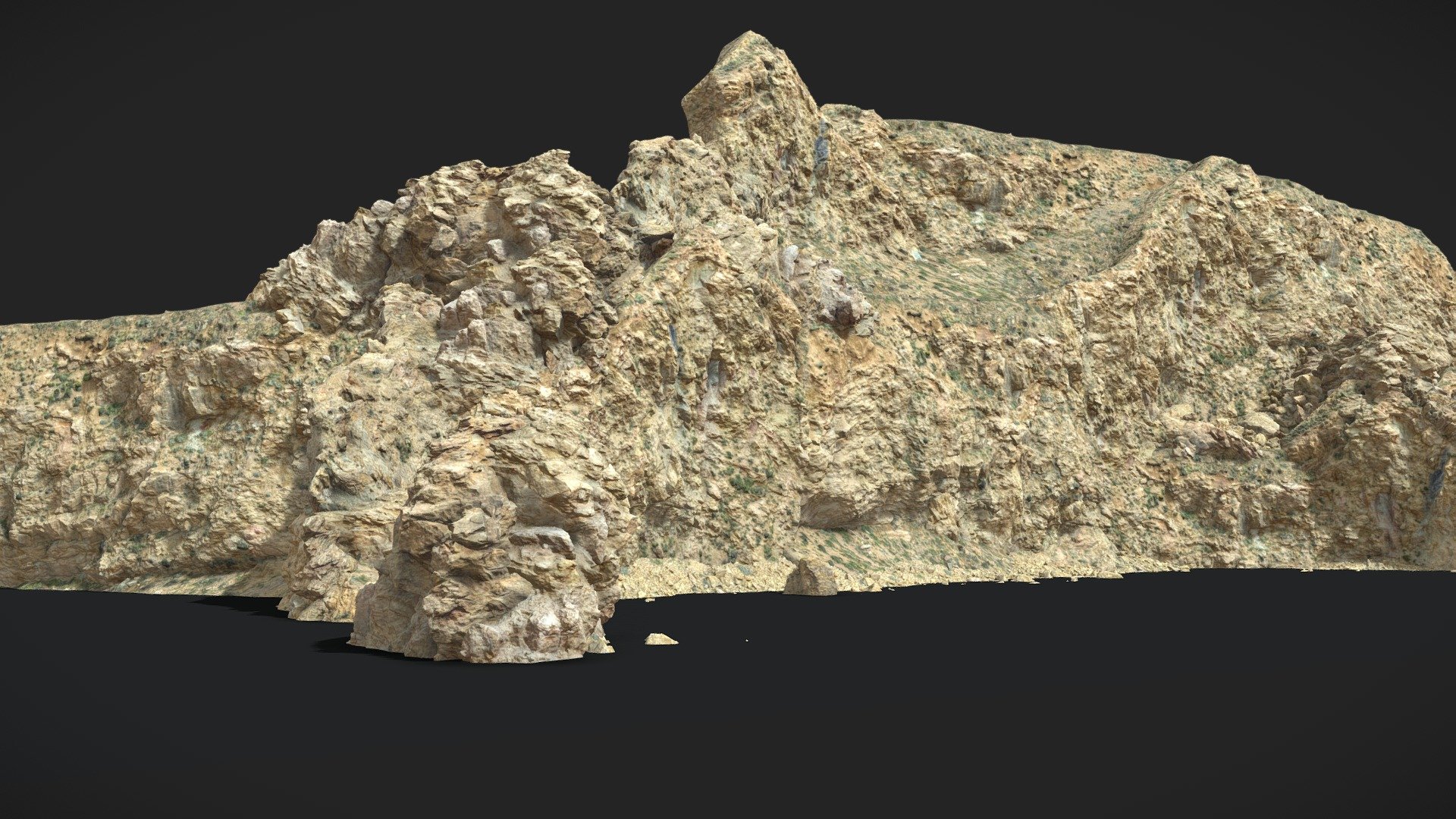 Captured in neutral lighting conditions. Feel free to rotate the lights.

Big Mountain Big Arid Cliff Rock Wall: 




Albedo

Normal

Roughness

Rendered in Cycles with vegetation:


Please let me know if something is not working as it should 3d model